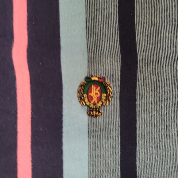 Vintage 90s MOD Stripes Shirt Large 21x27 Blue Red - Picture 12 of 12